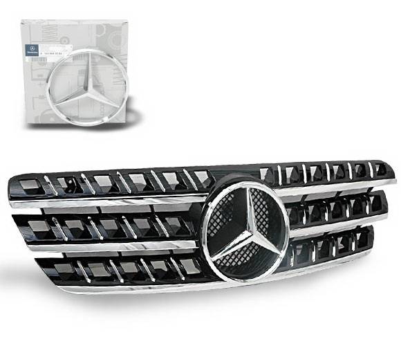 4CarOption - Mercedes ML 4CarOption Front Hood Grille - GRG-W1639805G164D-BK