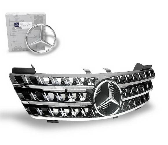 4CarOption - Mercedes ML 4CarOption Front Hood Grille - GRG-W1640608G164D-BK