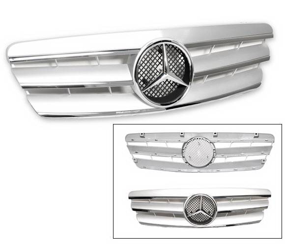 4CarOption - Mercedes C Class 4CarOption Front Hood Grille - GRG-W2030003G-CL3SL