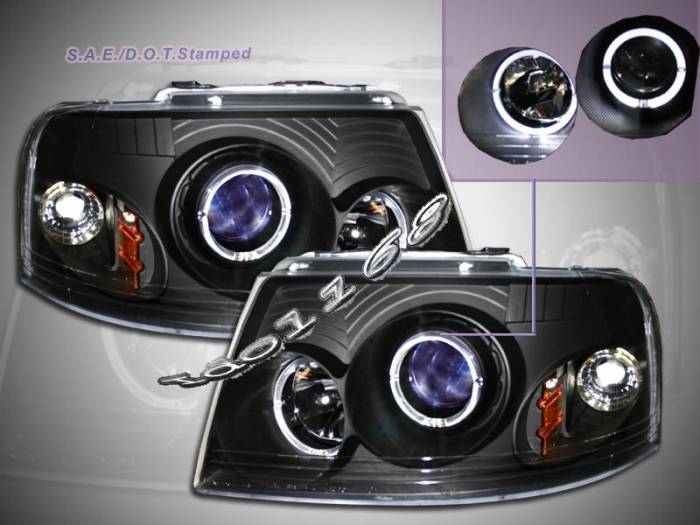 Custom - Black Blue Halo Headlights