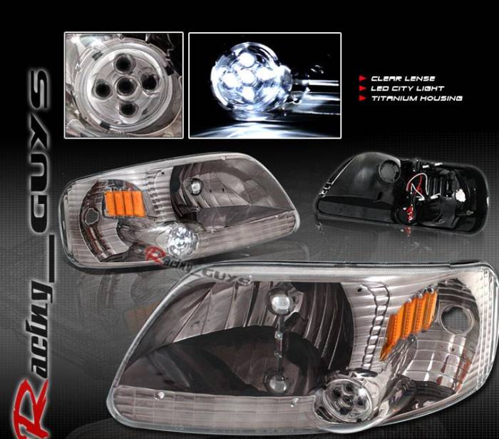 Custom - Titanium Housing LED Crystal Headlights