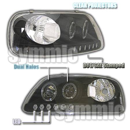 Custom - Black Clear Halo LED Pro Headlights