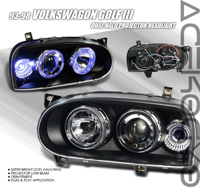 Custom - Black Dual Halo Pro Headlights