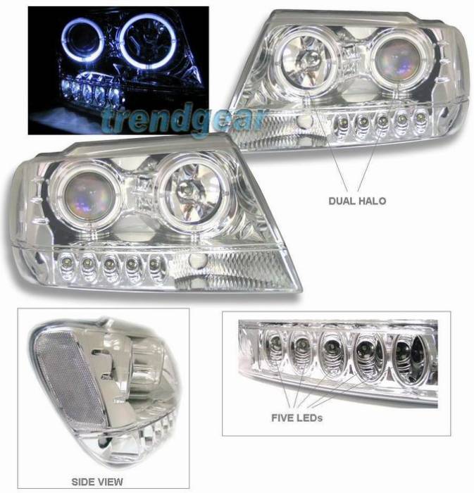Custom - Chrome Clear Dual Halo Pro LED Headlights