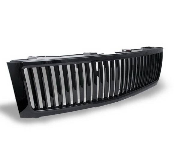 4CarOption - Chevrolet Silverado 4CarOption Front Hood Grille - GRZV-SLV0708-BK