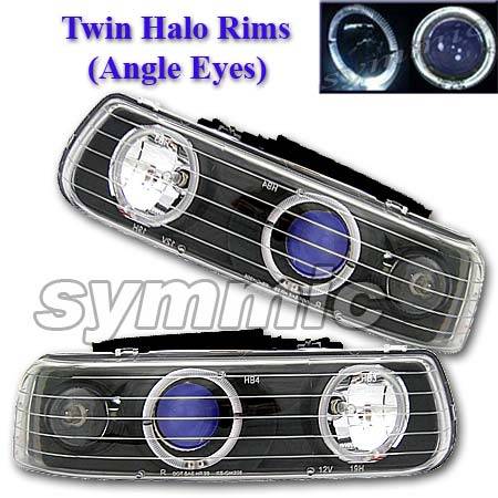 Custom - Black Blue Two Halo Headlights