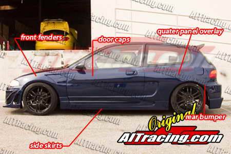 AIT Racing - Honda Civic AIT Racing NX Style Wide Body Kit - HC92BMNXSCK3