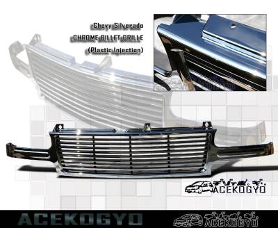 Custom - 1 Piece Front Grille - Chrome - Plastic Injection