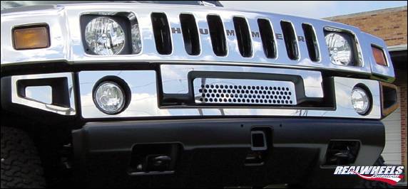 Hummer H2 RealWheels Front Upper Bumper Overlay Kit - Polished
