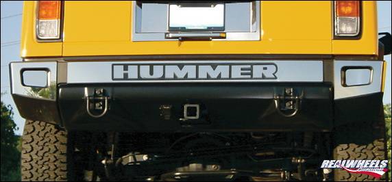 RealWheels - Hummer H3 RealWheels Rear Bumper Letter Trim - Polished Stainless Steel - 1PC - RW106-1-H3T