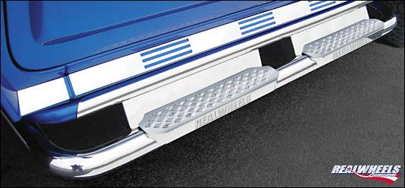 RealWheels - Hummer H2 RealWheels Bent Side Step Tube with Stainless Steel Step & Upper Tube Facade Plain Back Plate - Kit - RW401-5-A0102