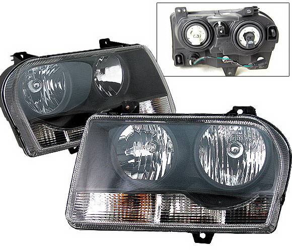 4 Car Option - Chrysler 300 4 Car Option OEM Headlights - Black - LH-C300B-KS