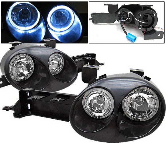 4 Car Option - Dodge Neon 4 Car Option Ralli-Style Halo Headlights - Paintable Surface Black - LH-DN95