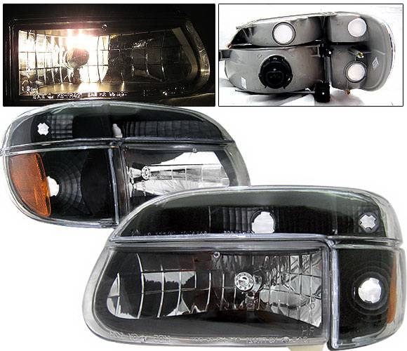 4 Car Option - Ford Explorer 4 Car Option Crystal Diamond Headlights - Black - LH-FEXPR95B-KS-A