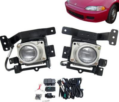 4 Car Option - Honda Civic 4DR 4 Car Option Fog Light Kit - Clear - LHF-HC924C