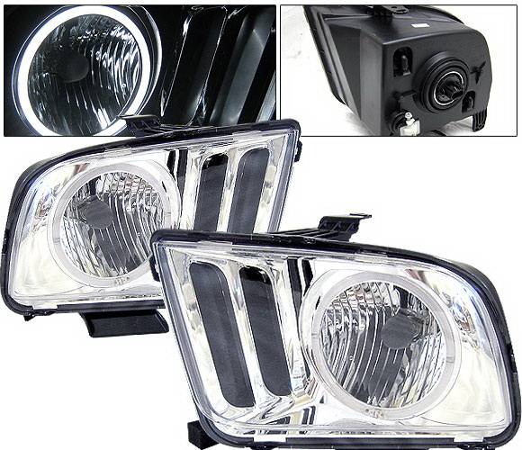 4 Car Option - Ford Mustang 4 Car Option Halo Headlights - Chrome - LH-FM05CR-KS