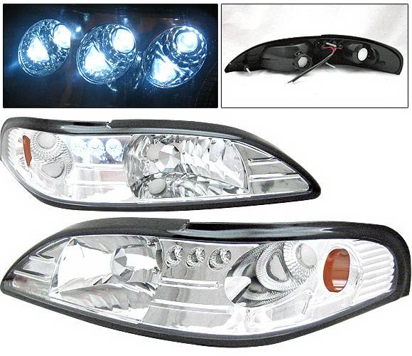 4 Car Option - Ford Mustang 4 Car Option Headlights - Chrome - 1PC - LH-FM94C-1-A