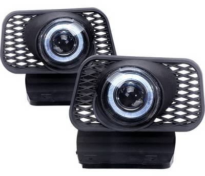 4 Car Option - Chevrolet Avalanche 4 Car Option Halo Projector Fog Light Kit - Clear - LHFP-CSV03C-WJ