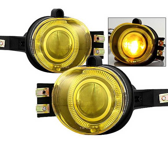 4 Car Option - Dodge Ram 4 Car Option Halo Projector Fog Light Kit - Yellow - LHFP-DR02YL-WJ