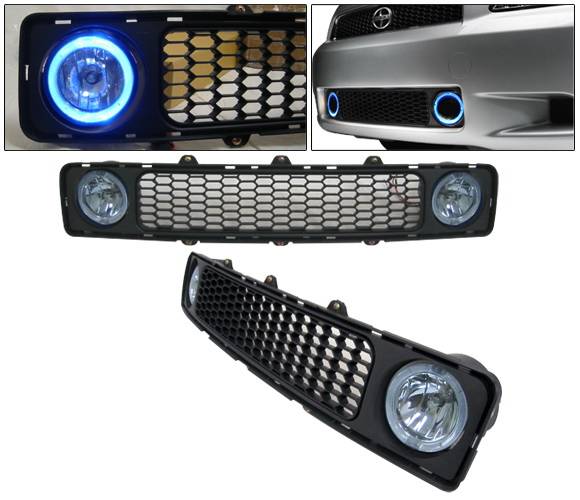 4 Car Option - Scion tC 4 Car Option Grille with Fog Light Kit - Blue Halo - LHF-TS003HB