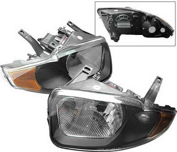 4 Car Option - Chevrolet Cavalier 4 Car Option Headlights - Black with Amber Reflector - LH-GCA03BC-KS