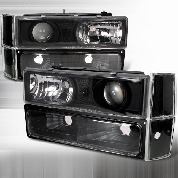 Custom Disco - Chevrolet C10 Custom Disco Black Projector Lights - LBCLHP-C1088JM