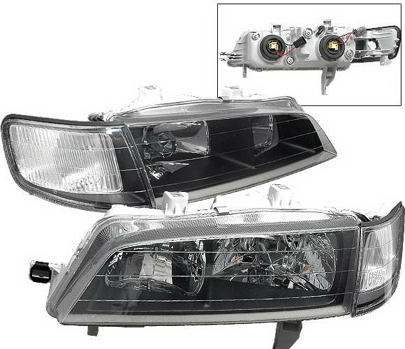 4 Car Option - Honda Accord 4 Car Option JDM Headlights - Black - LH-HA94B-DP