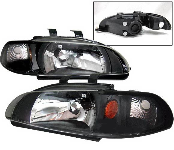 4 Car Option - Honda Civic 2DR 4 Car Option Headlights - Black - 1PC - LH-HC923B-1-A
