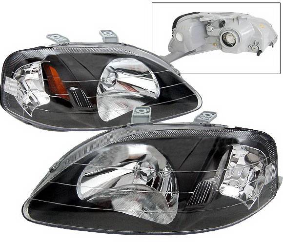 4 Car Option - Honda Civic 4 Car Option JDM Headlights - Black - LH-HC99B