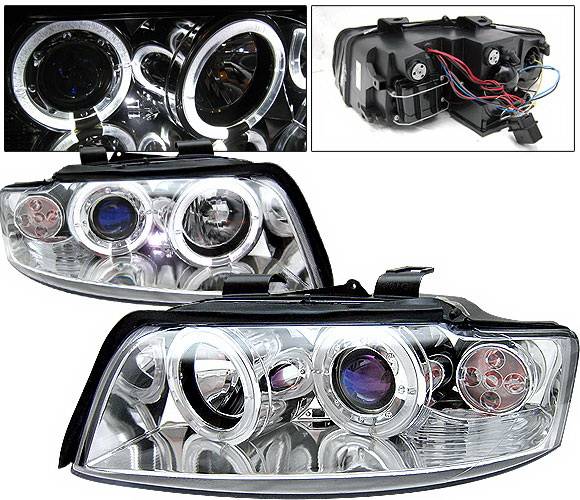 4 Car Option - Audi A4 4 Car Option LED Halo Projector Headlights - Chrome - 1PC - LP-AA401CB-YD
