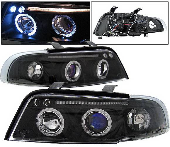 4 Car Option - Audi A4 4 Car Option LED Halo Projector Headlights - Black - 1PC - LP-AA496BB-5