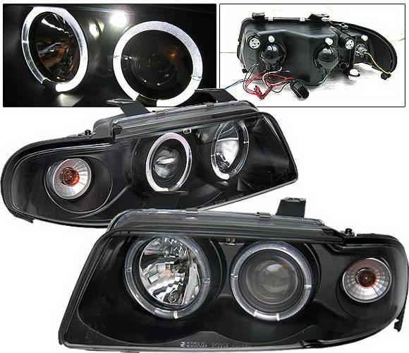 4 Car Option - Audi A4 4 Car Option LED Halo Projector Headlights - Black - 1PC - LP-AA499BB-YD