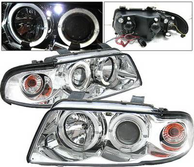 4 Car Option - Audi A4 4 Car Option LED Halo Projector Headlights - Chrome - 1PC - LP-AA499CB-YD