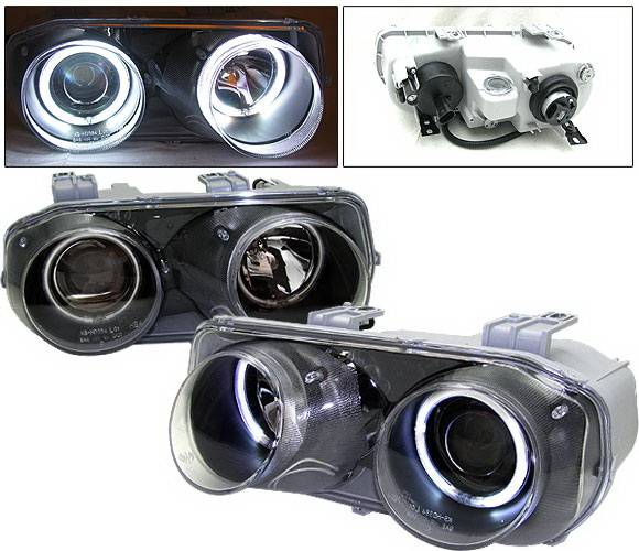 4 Car Option - Acura Integra 4 Car Option Dual Halo Projector Headlights - Black CCFL - LP-AI94BF-KS
