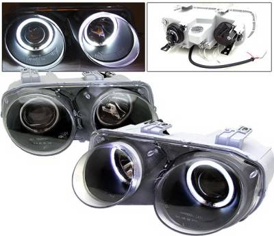 4 Car Option - Acura Integra 4 Car Option Dual Halo Projector Headlights - BK CCFL - LP-AI98BF-KS