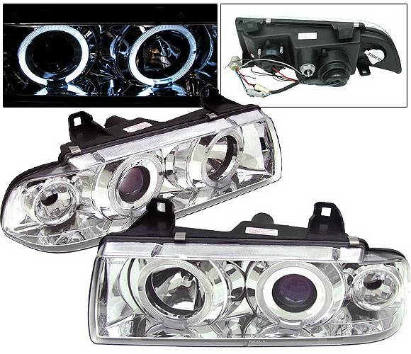 4 Car Option - BMW 3 Series 4 Car Option Dual Halo Projector Headlights - Chrome - LP-BE36CC-5