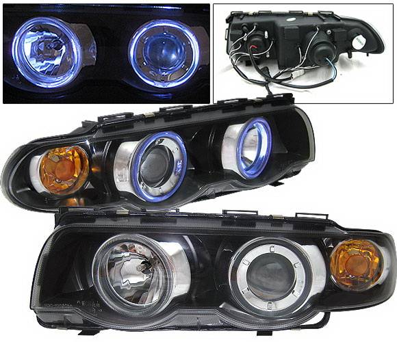 4 Car Option - BMW 7 Series 4 Car Option Halo Projector Headlights - Black - LP-BE38BC-9