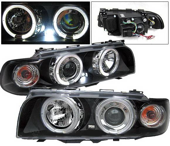 4 Car Option - BMW 7 Series 4 Car Option Halo Projector Headlights - Black - LP-BE38BC-YD