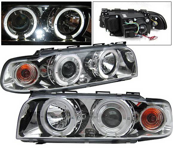 4 Car Option - BMW 7 Series 4 Car Option Halo Projector Headlights - Chrome - LP-BE38CC-YD