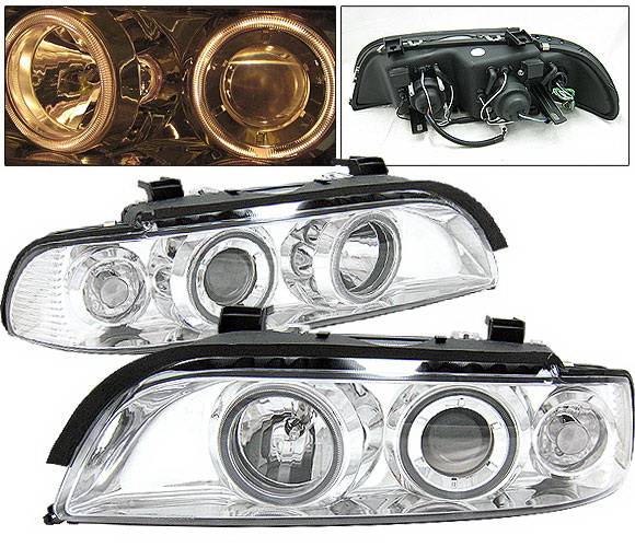4 Car Option - BMW 5 Series 4 Car Option Dual Halo Projector Headlights - Chrome - LP-BE39CC-9