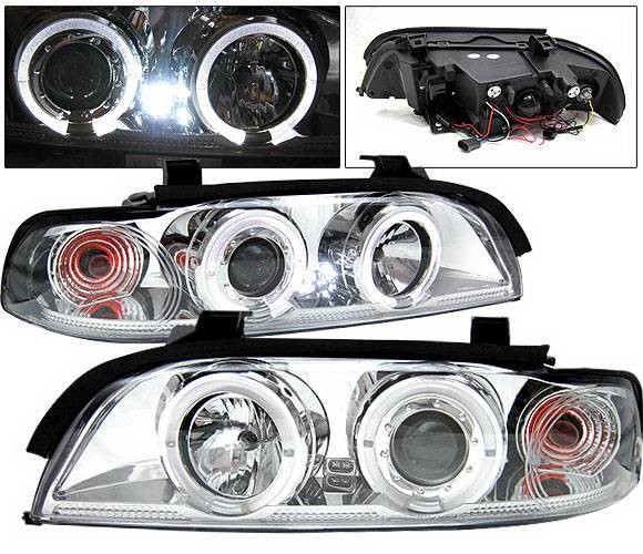 4 Car Option - BMW 5 Series 4 Car Option Dual Halo Projector Headlights - Chrome - LP-BE39CC-YD