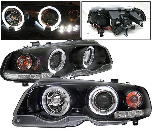 4 Car Option - BMW 3 Series 2DR 4 Car Option Dual Halo Projector Headlights - Black - LP-BE462BC-YD