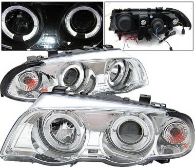 4 Car Option - BMW 3 Series 2DR 4 Car Option Dual Halo Projector Headlights - Chrome - LP-BE462CC-YD
