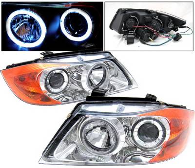 4 Car Option - BMW 3 Series 4 Car Option Dual Halo Projector Headlights - Chrome - LP-BE904CC-9