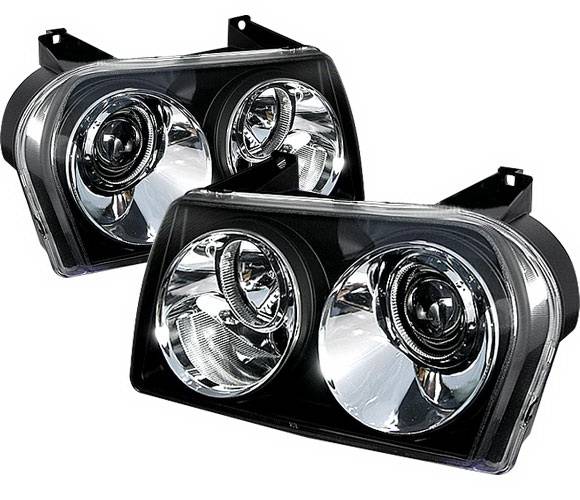 4 Car Option - Chrysler 300 4 Car Option Diamond Projector Headlights - Black - LP-C300C05B