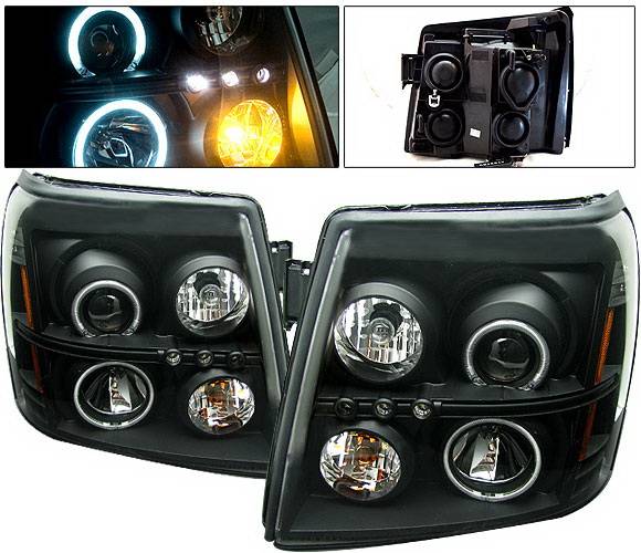 4 Car Option - Cadillac Escalade 4 Car Option Halo Projector Headlights - Black CCFL - LP-CAE02BF-KS