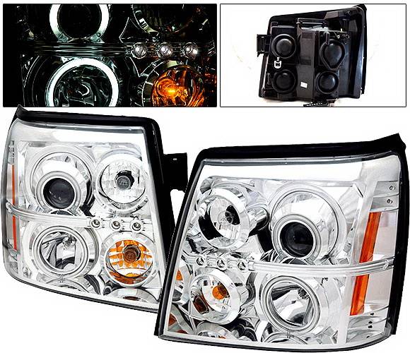 4 Car Option - Cadillac Escalade 4 Car Option Halo Projector Headlights - Chrome CCFL - LP-CAE02CF-KS