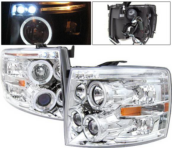 4 Car Option - Chevrolet Silverado 4 Car Option LED Halo Projector Headlights - Chrome - LP-CSV07CB-5