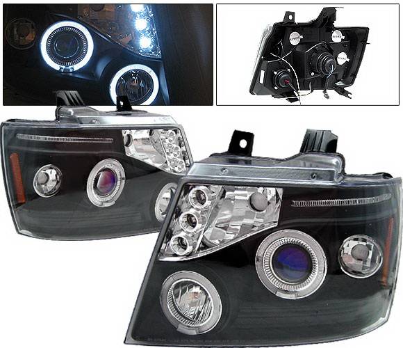 4 Car Option - Chevrolet Tahoe 4 Car Option LED Halo Projector Headlights - Black - LP-CTA07BB-5