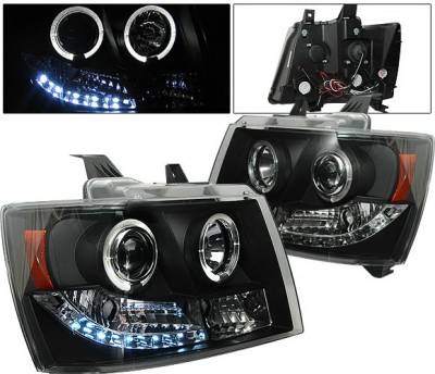 4 Car Option - Chevrolet Avalanche 4 Car Option LED Halo Projector Headlights - Black - LP-CTA07BC-YD